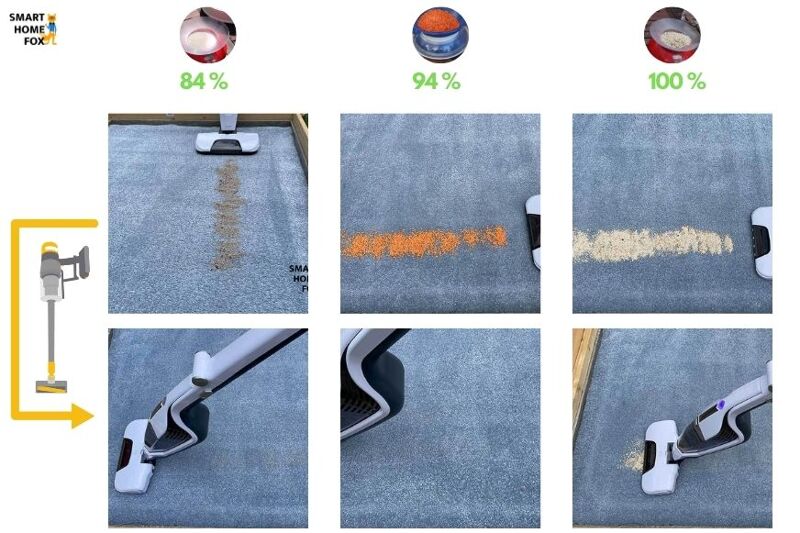 Reinigungstest auf hohem Teppich